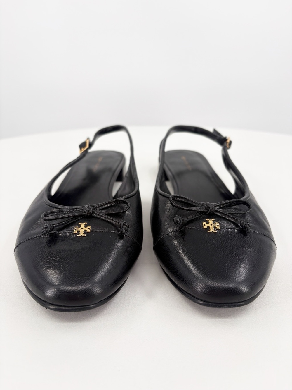 TORY BURCH Black Leather Cap Toe Slingback Ballet Flats 8.5 - Picture 8 of 16